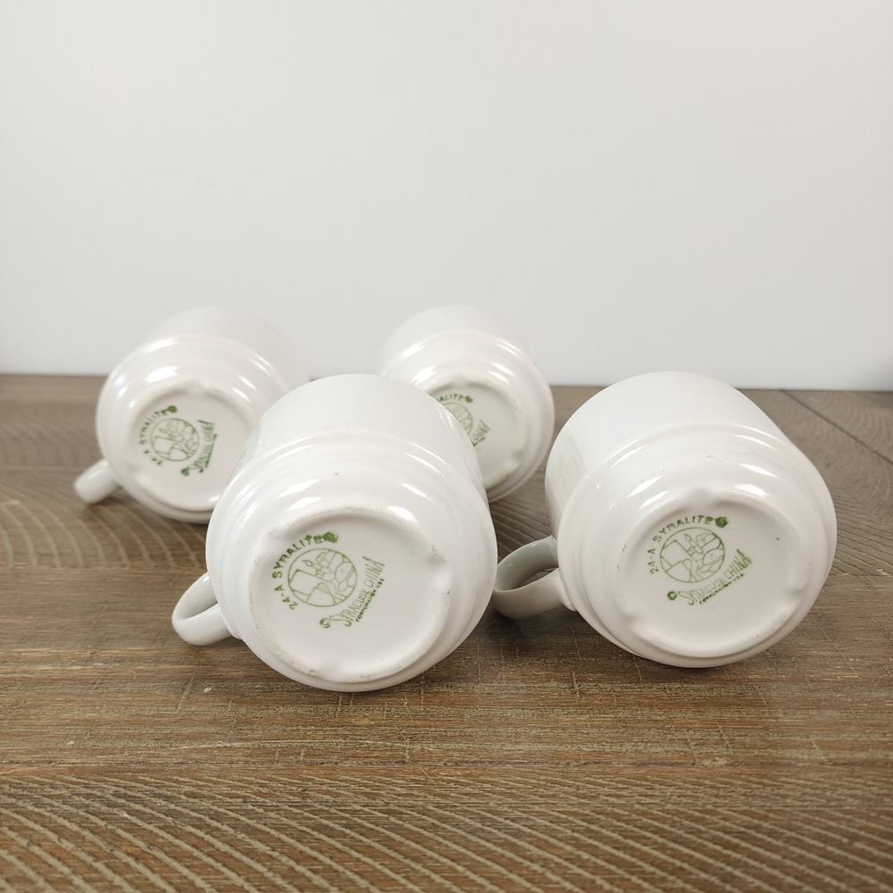 Syracuse China Set of 4 White Coffee Cups Mugs USA Vintage Restaurant Ware - Picture 3 of 7